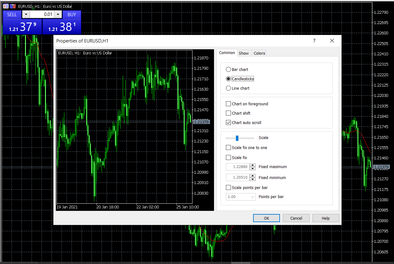 Changind the color of graph on Metatrader 4